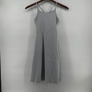 Pact Womens Gray/White Striped Spaghetti Strap‎ Maxi Length Dress Size MD